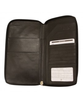 RFID Travel Zip Wallet Black